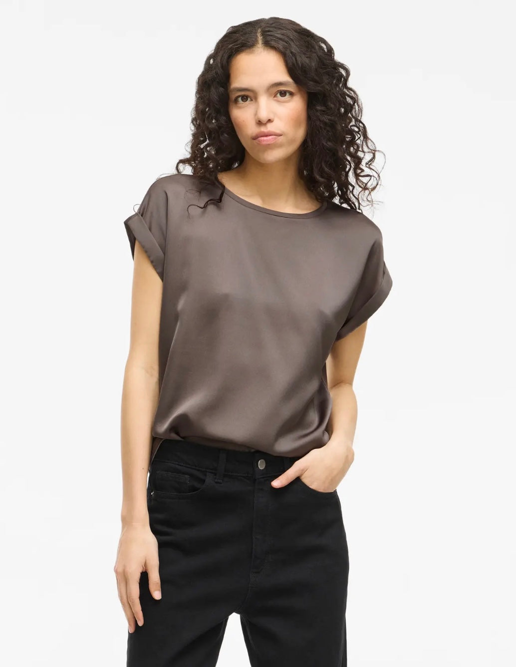 VIELLETTE S/S SATIN TOP