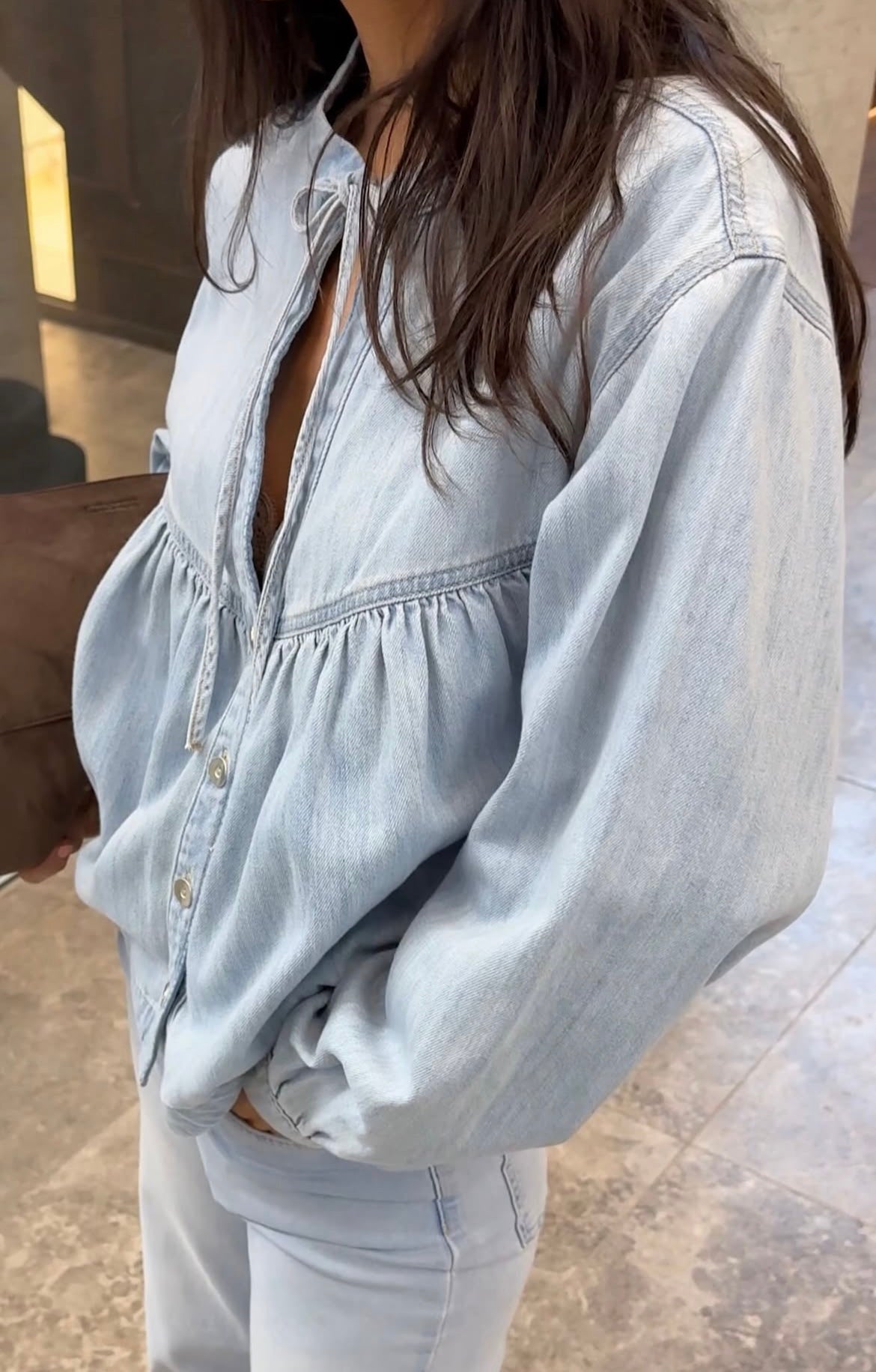 ONLBELLAMAY LS TIE DNM SHIRT