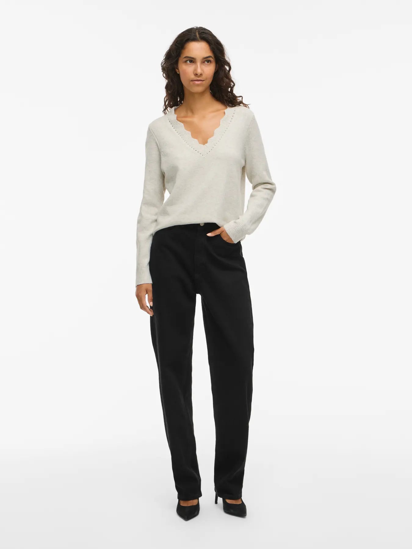 VINIKOLINA V-NECK L/S KNIT TOP