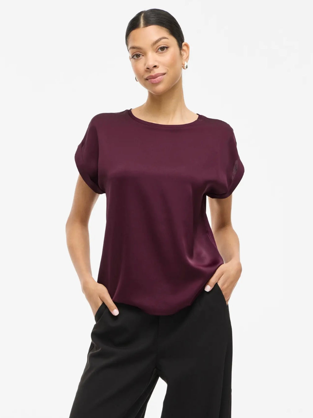 VIELLETTE S/S SATIN TOP
