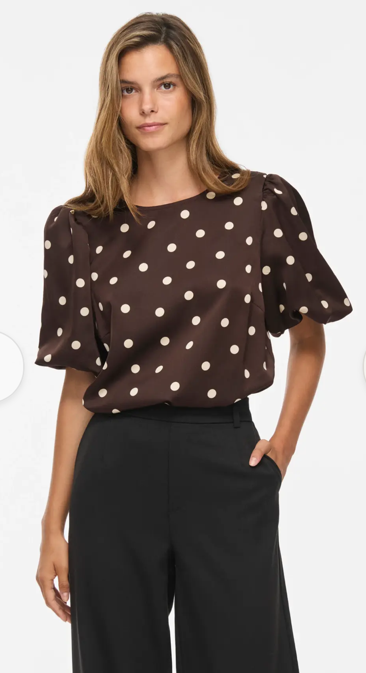 VIELLETTE 2/4 SATIN PUFF TOP