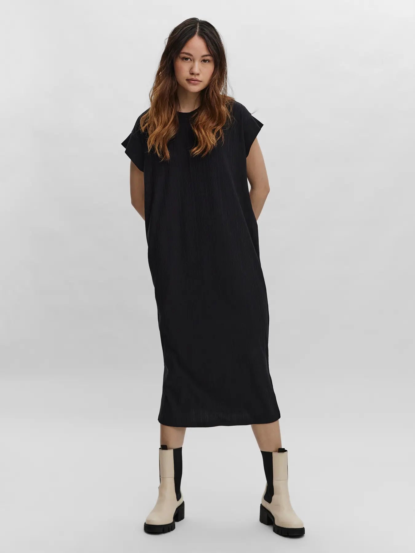 AWPHOENIXY CAP SLEEVE CALF DRESS