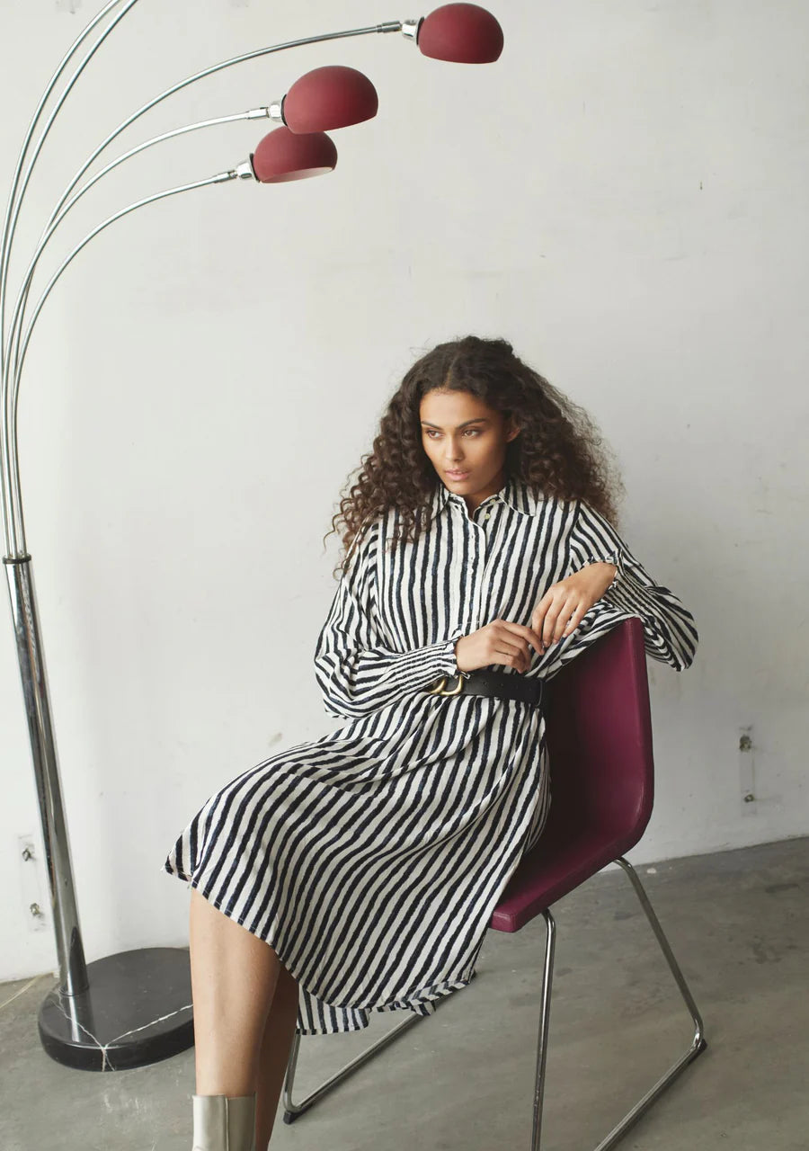 Asta Smock Dress - Creamy w/Black