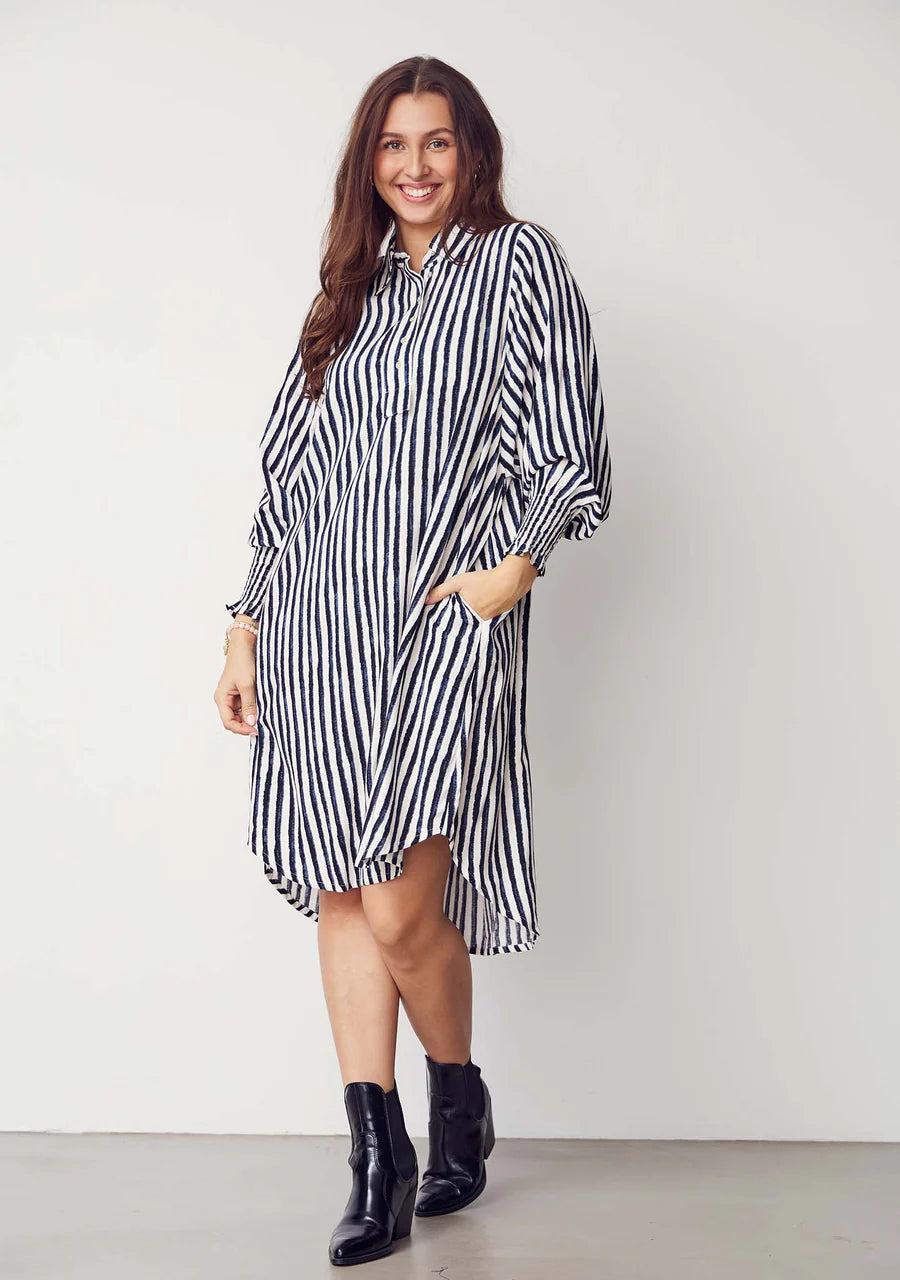 Asta Smock Dress - Creamy w/Black