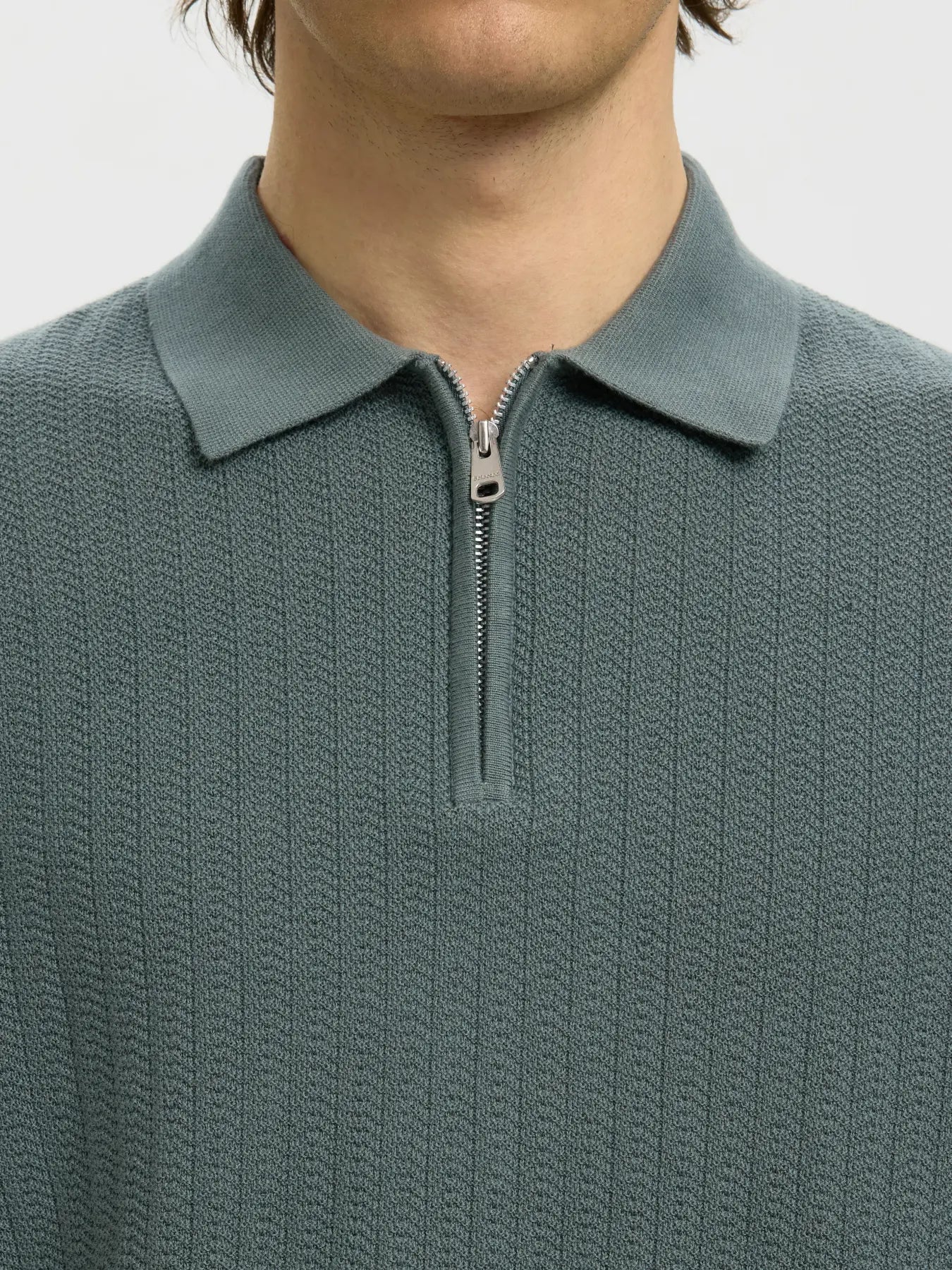 SLMCRAN SS KNIT STRUCTURE ZIP POLO