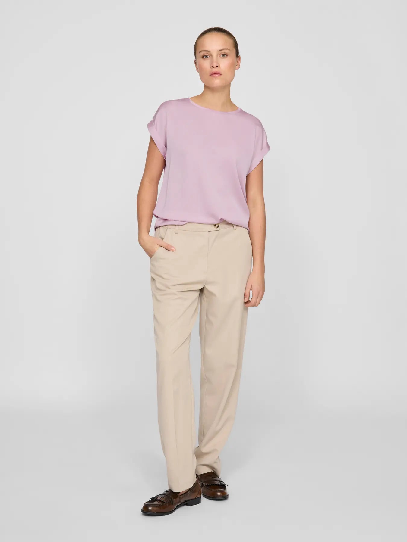 VIELLETTE S/S SATIN TOP