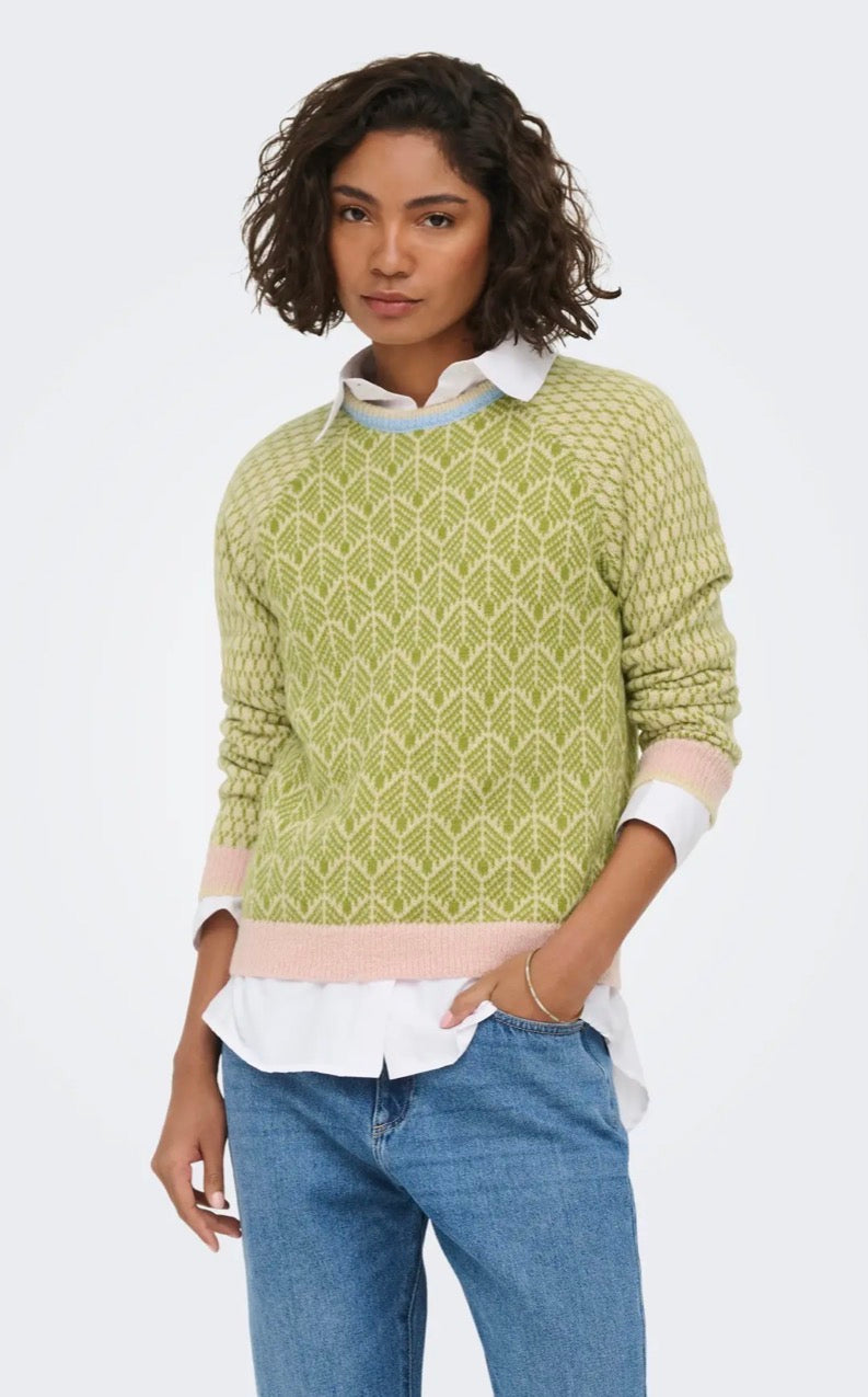 JDYBRYN LIFE L/S ONECK JACQ PULLOVER KNT