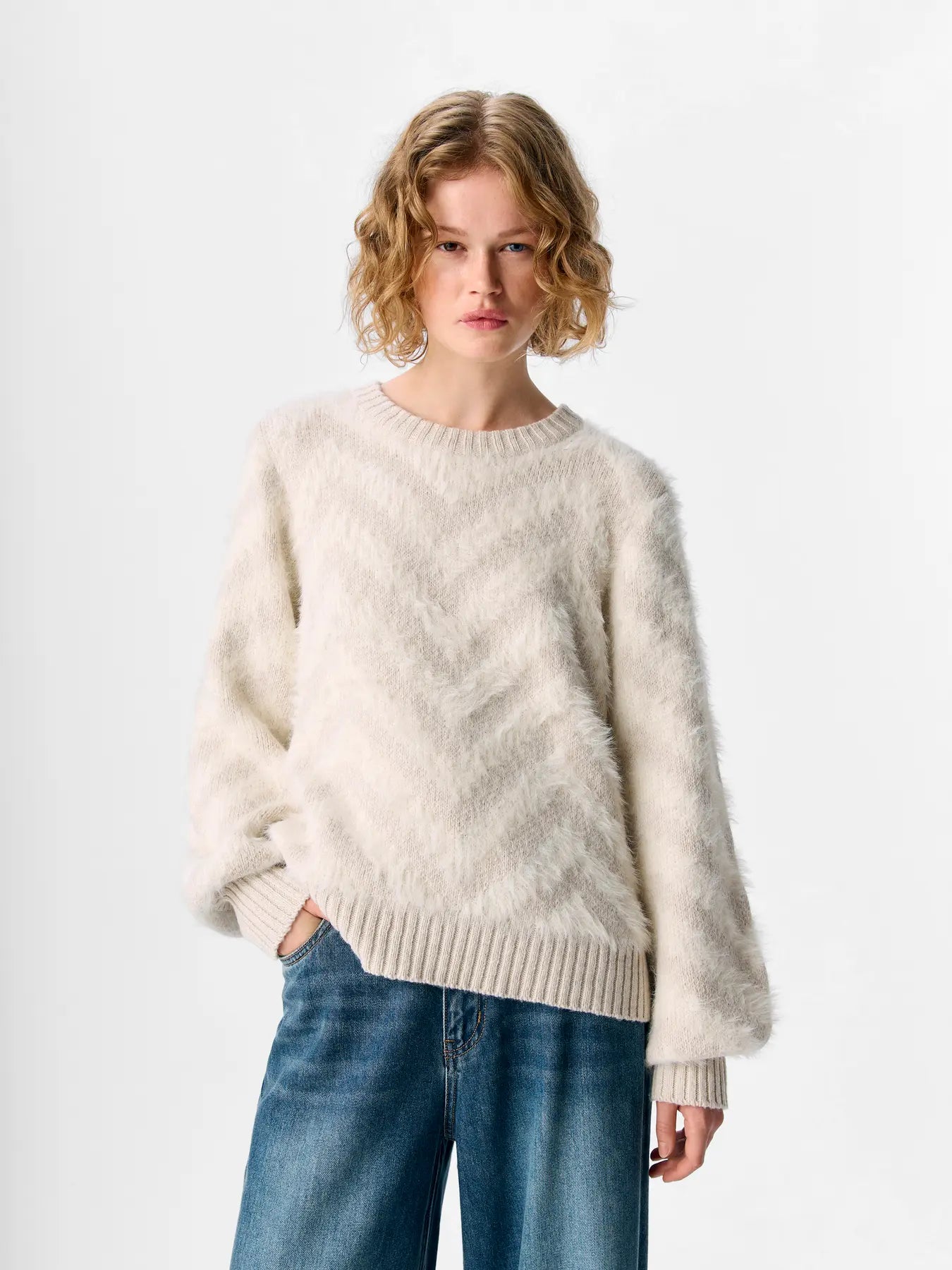 OBJHOLLOW L/S RE KNIT PULLOVER