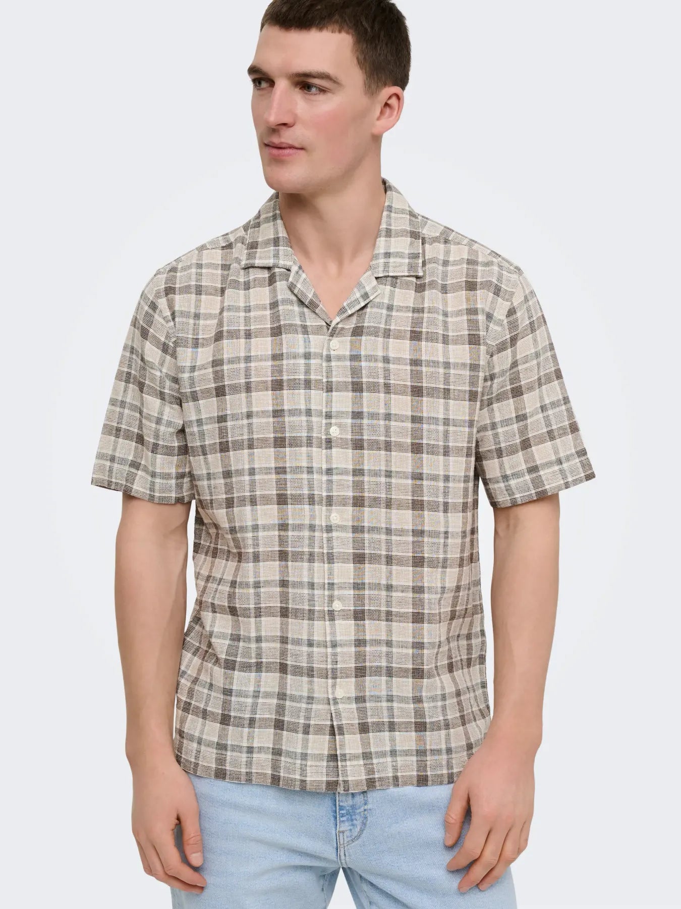 ONSCAIDEN LIFE CHECK LINEN BLEND