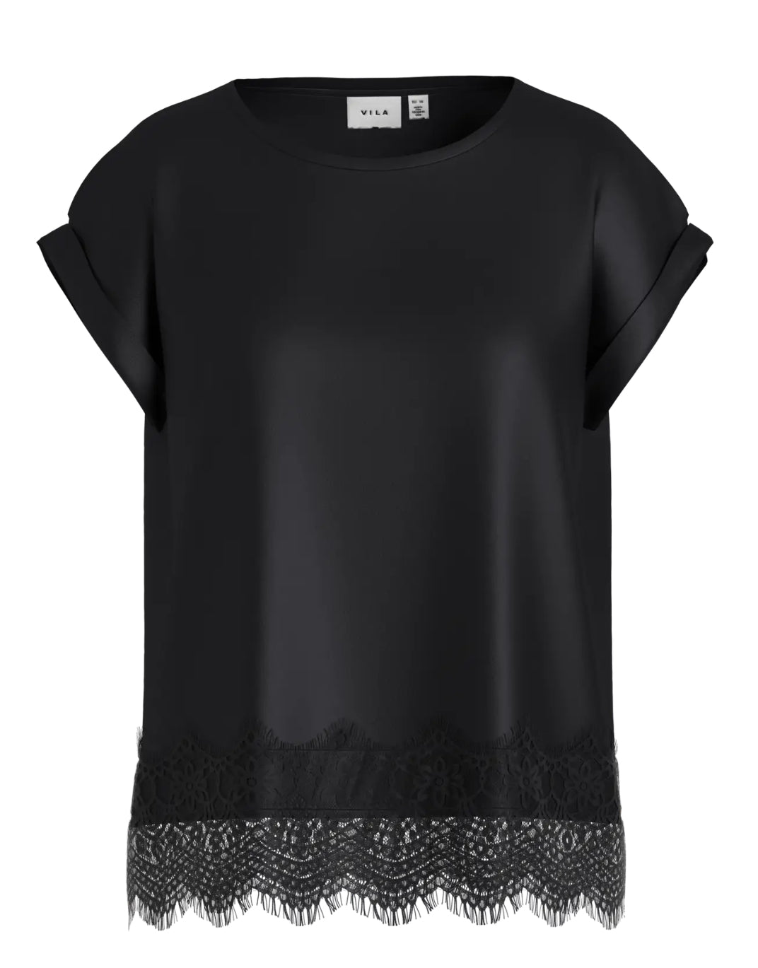 VIELLETTE S/S FULL SATIN LACE TOP