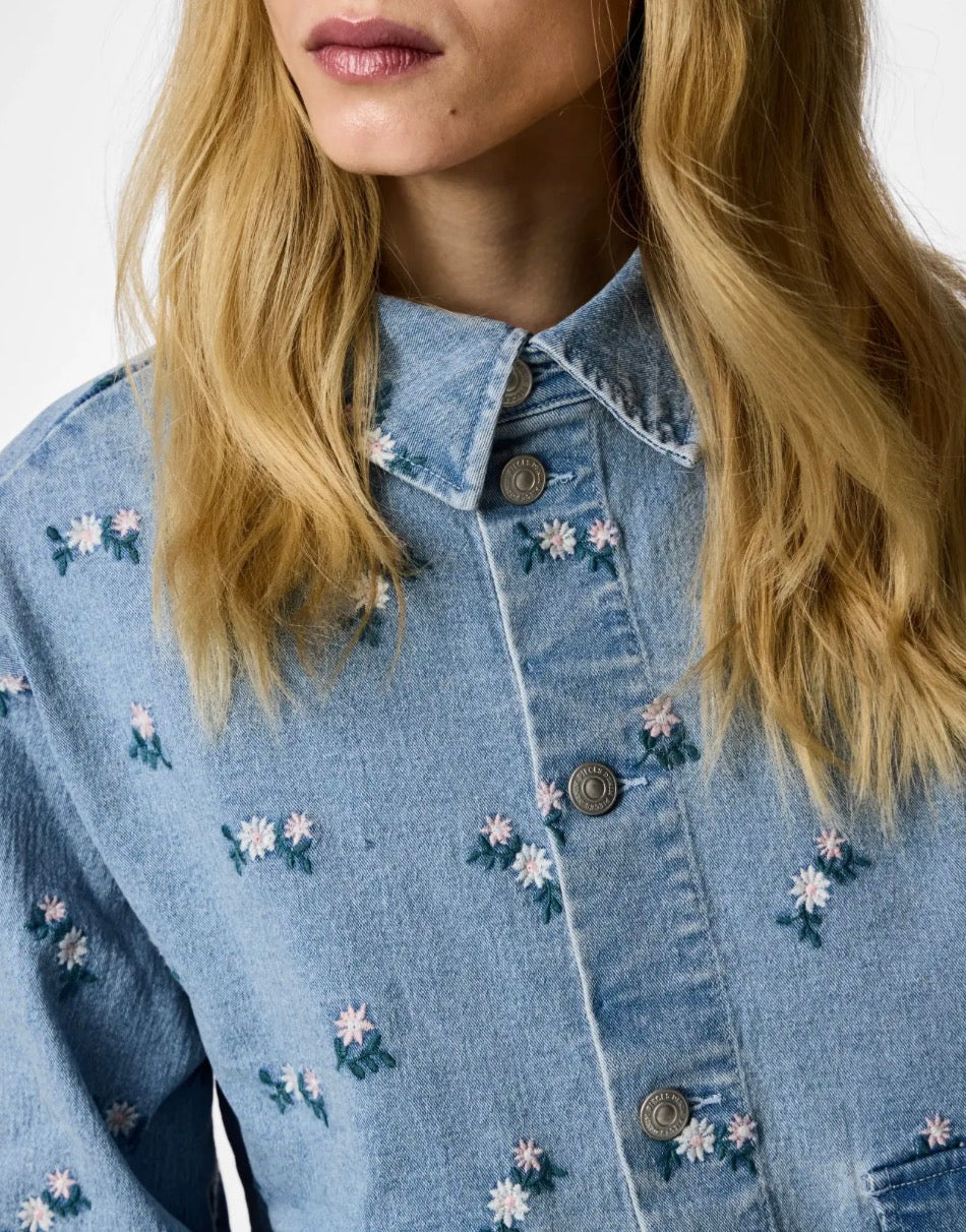 PCFLORA LS DENIM EMB SHIRT