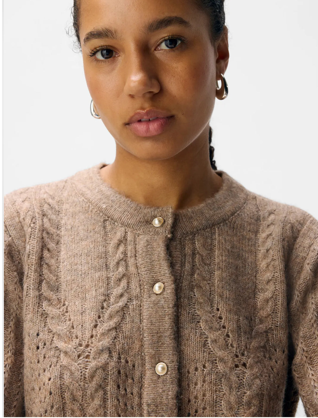 OBJFLORA RE LS KNIT BUTTON CARDIGAN