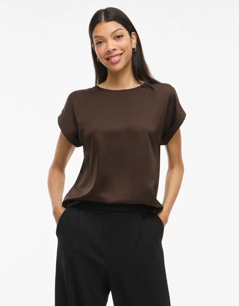 VIELLETTE S/S SATIN TOP