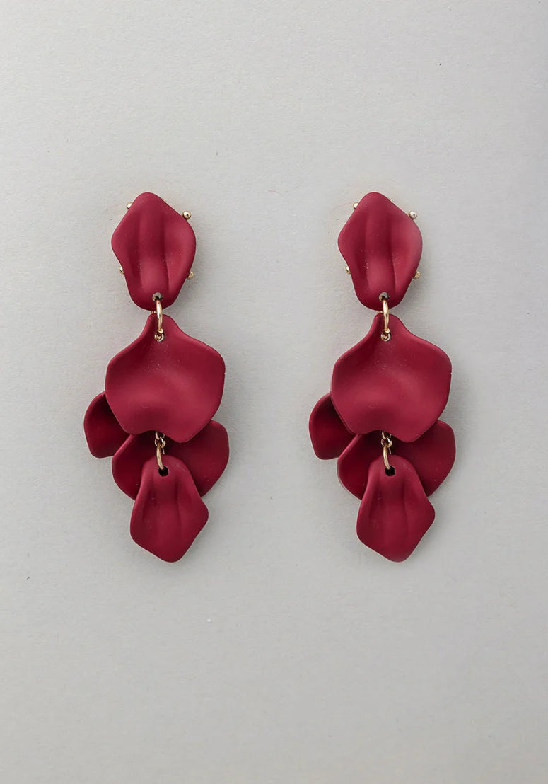 Leaf earrings Bow19 Vinröd