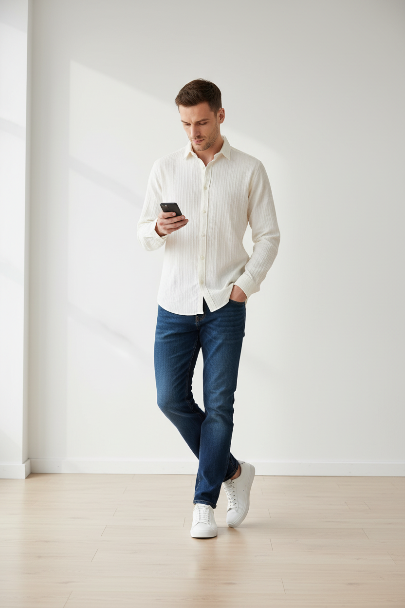 JPRBLAKINGSTON DOBBY L/S SHIRT