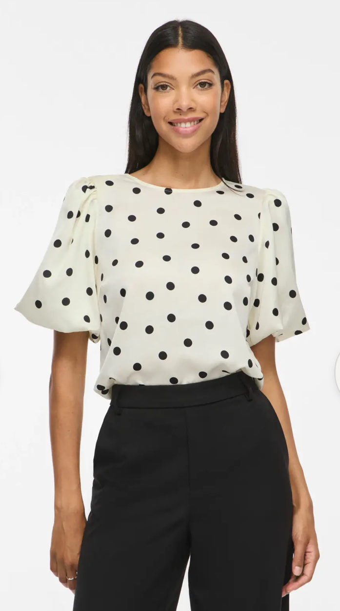VIELLETTE 2/4 SATIN PUFF TOP