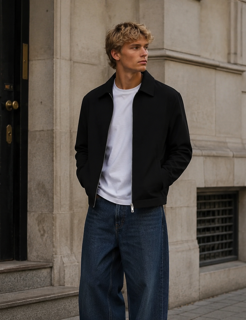 SLMREGULAR FINN ZIP JACKET SVART