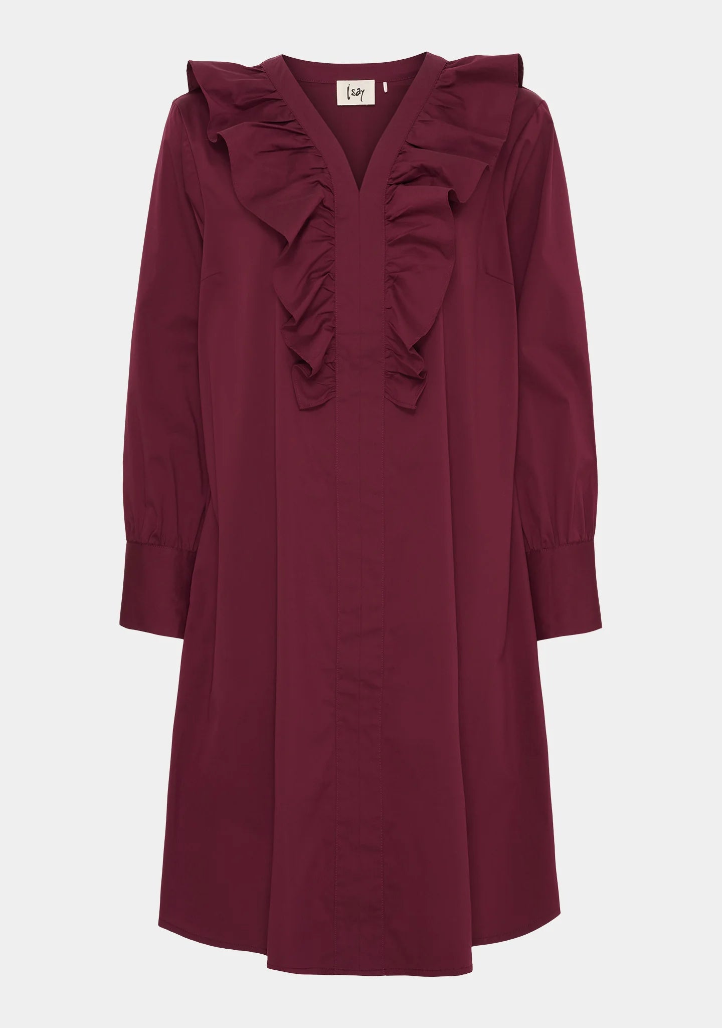 Sigga V-Flounce Dress - Wine