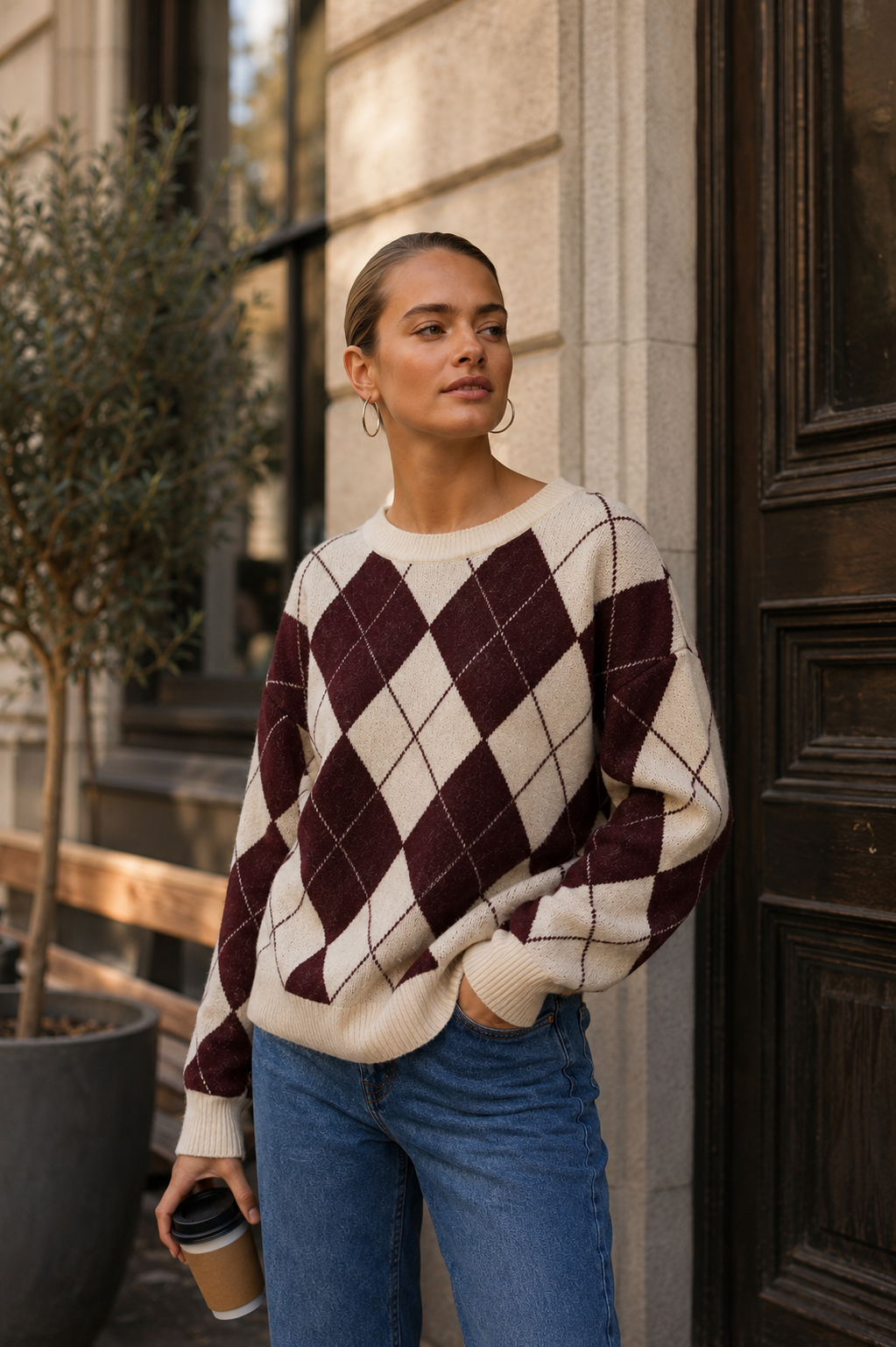 VMDOFFY JAQUARD LS O-NCK PULLOVER
