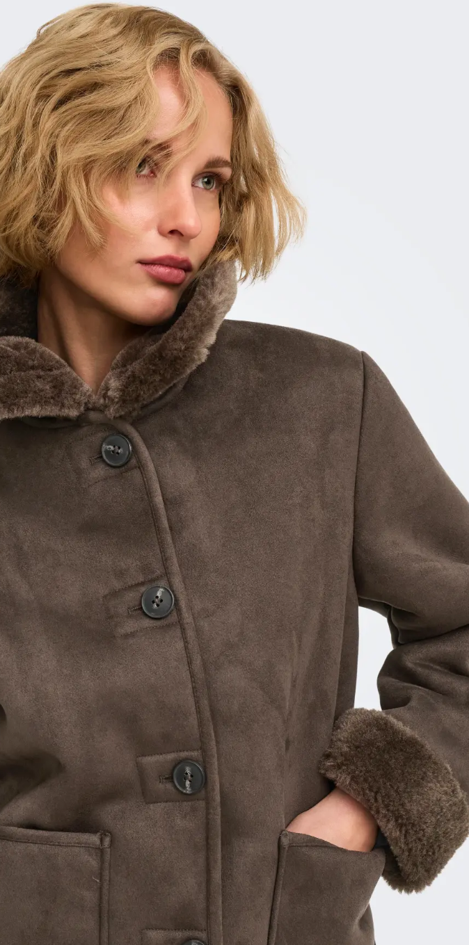 ONLISADORA FAUX SUEDE BONDED COAT