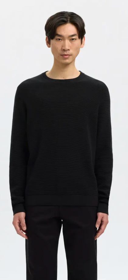 SLMROSS LS KNIT STRUCTURE CREW NECK