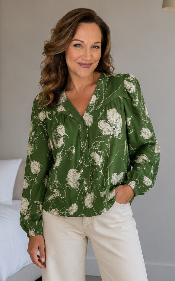OBJJACIRA L/S RE V-NECK TOP