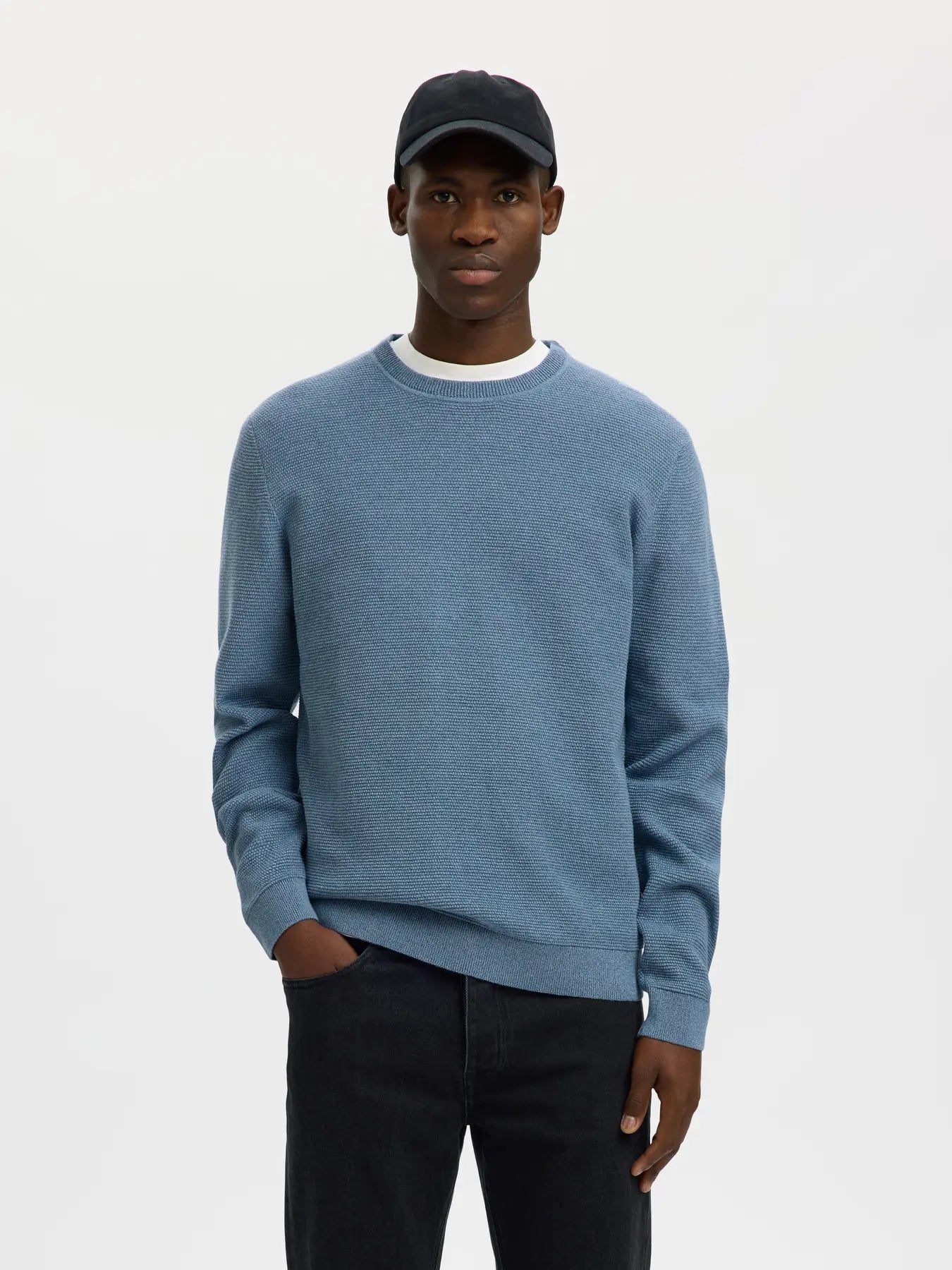 SLMROSS LS KNIT STRUCTURE CREW NECK NOOS