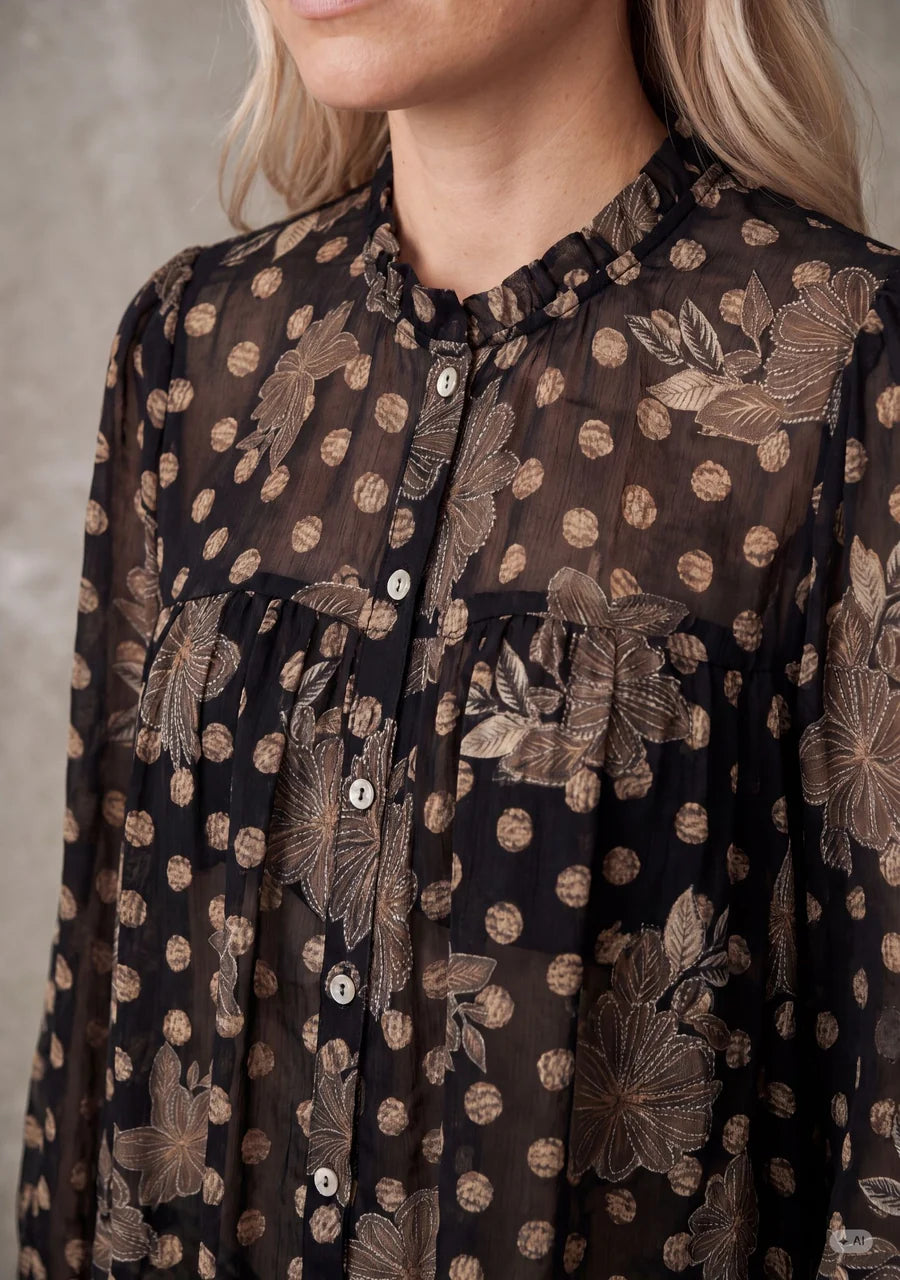 Otella Smock Shirt - Flower/Dot Print