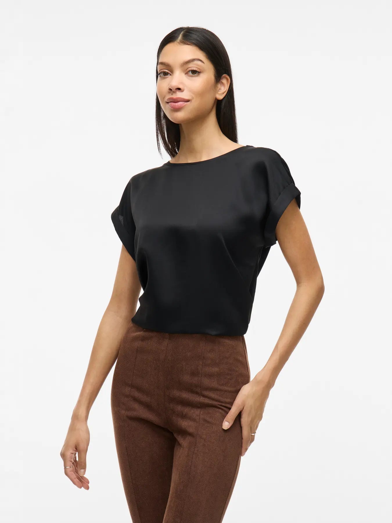 VIELLETTE S/S SATIN TOP