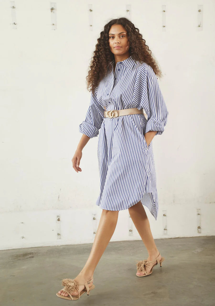 Sigga Striped Dress - Jeans Blue Stripe