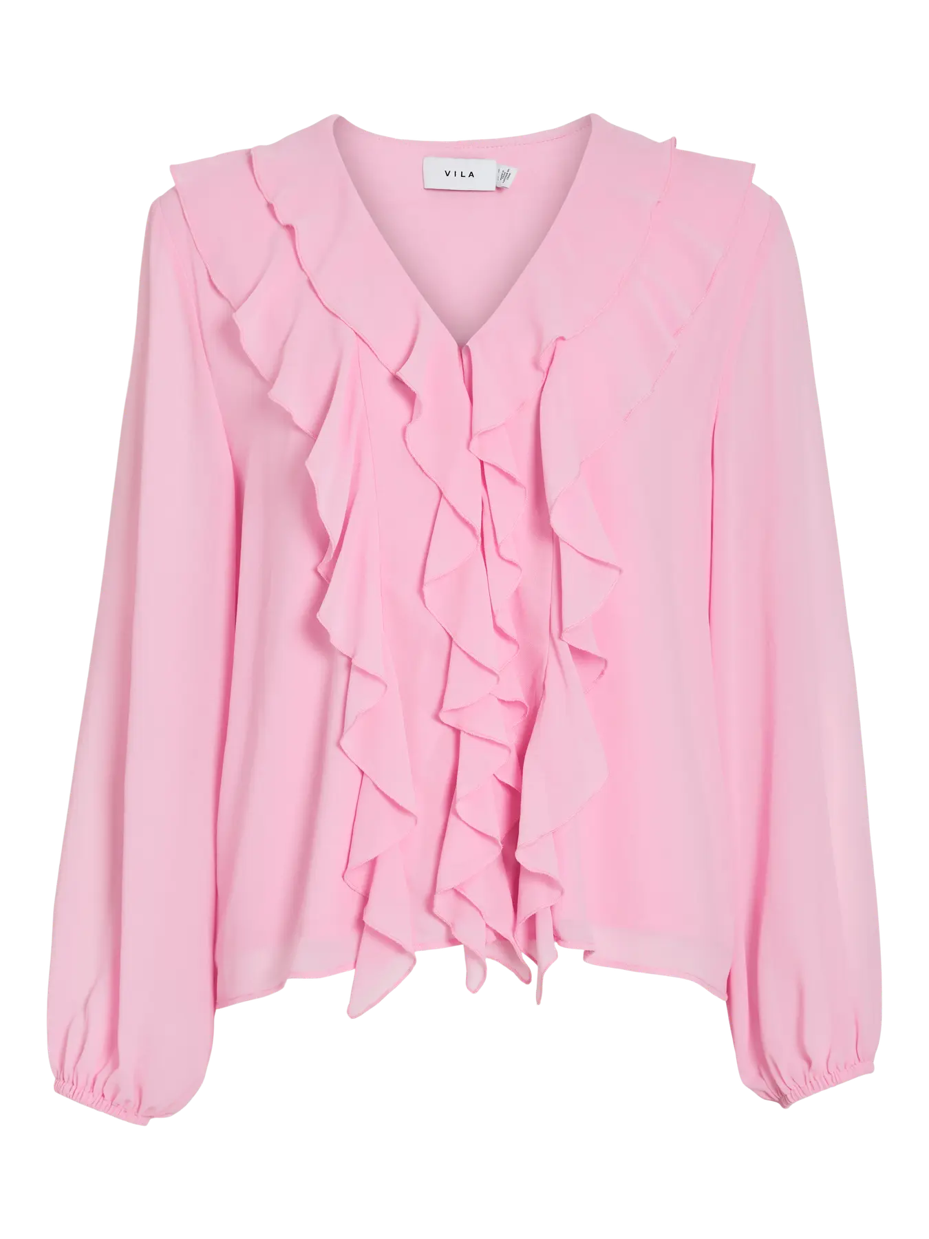 VIANE L/S V-NECK FRILL TOP