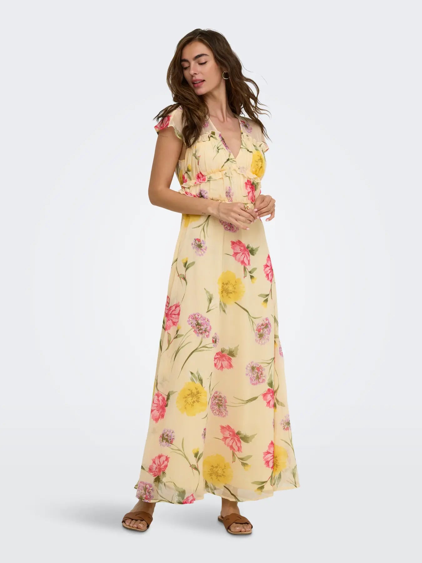 ONLVALDA S/S LONG FRILL DRESS