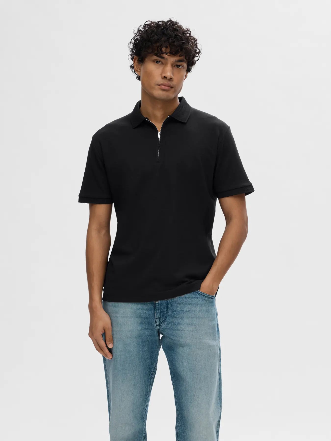 SLHFAVE ZIP SS POLO