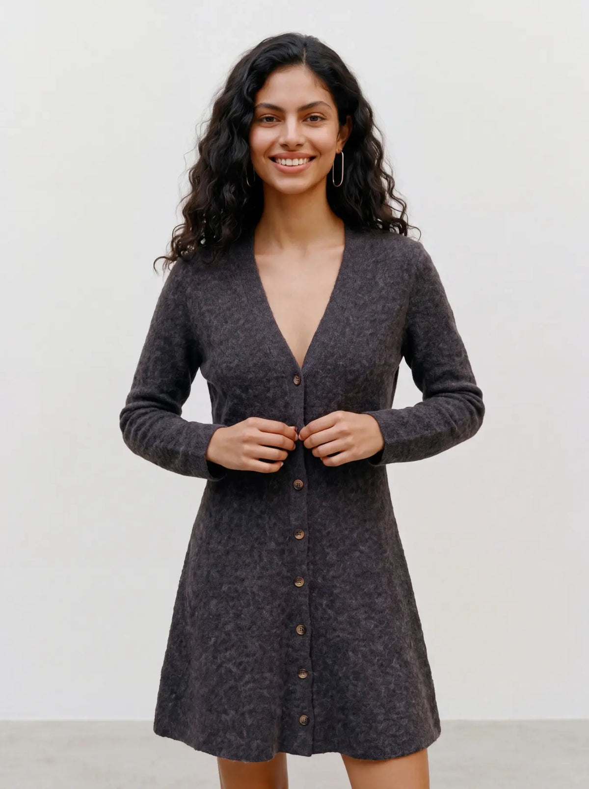VMDOFFYJAQUARD LS V-NK BUTTON DRESS