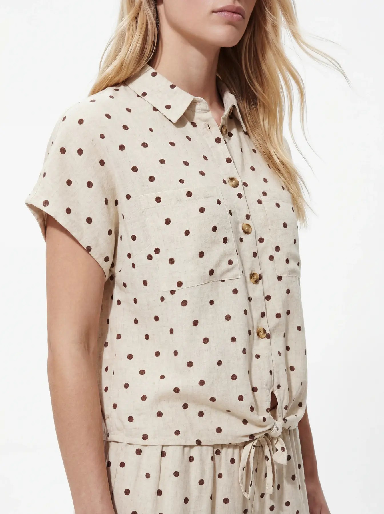 PCPIA LINEN BLEND SS TIE SHIRT