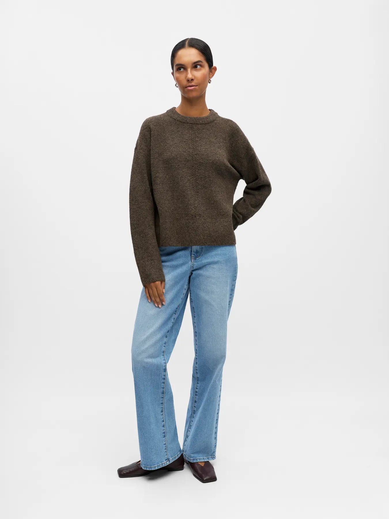 OBJJUNO L/S LO O-NECK KNIT