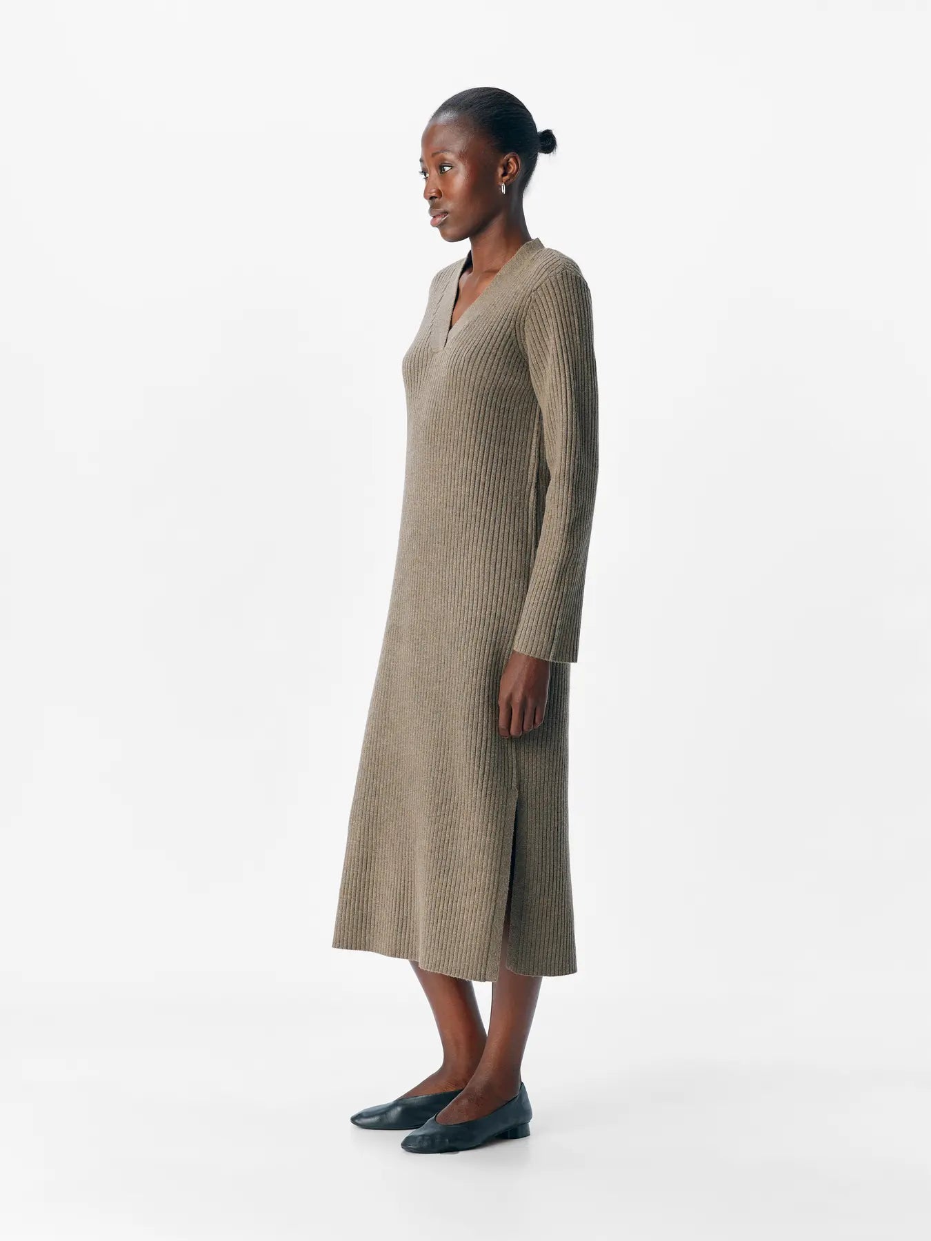 OBJELVA L/S RE V-NECK KNIT DRESS