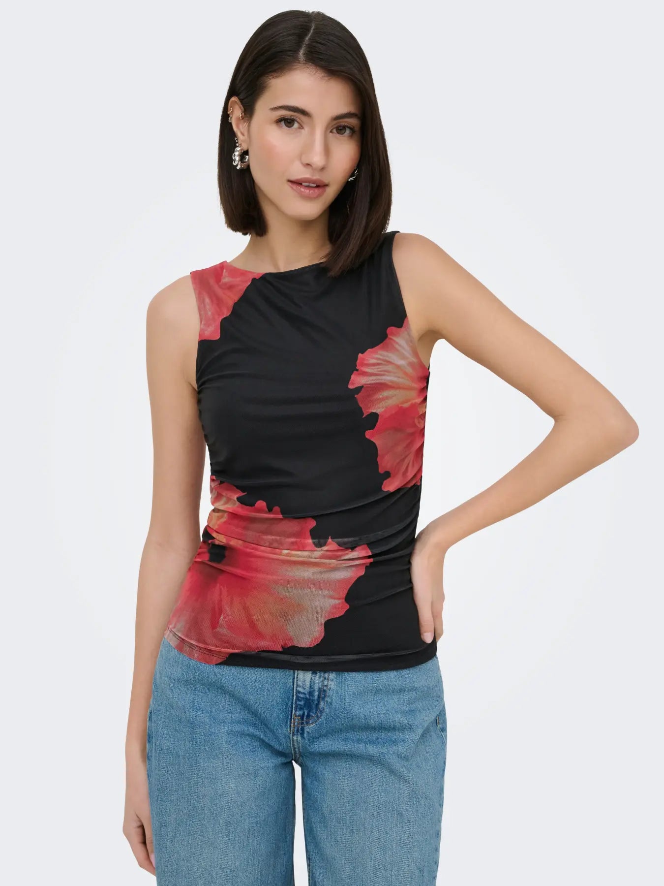 JDYLEA S/L MESH ROUCHING TOP JRS
