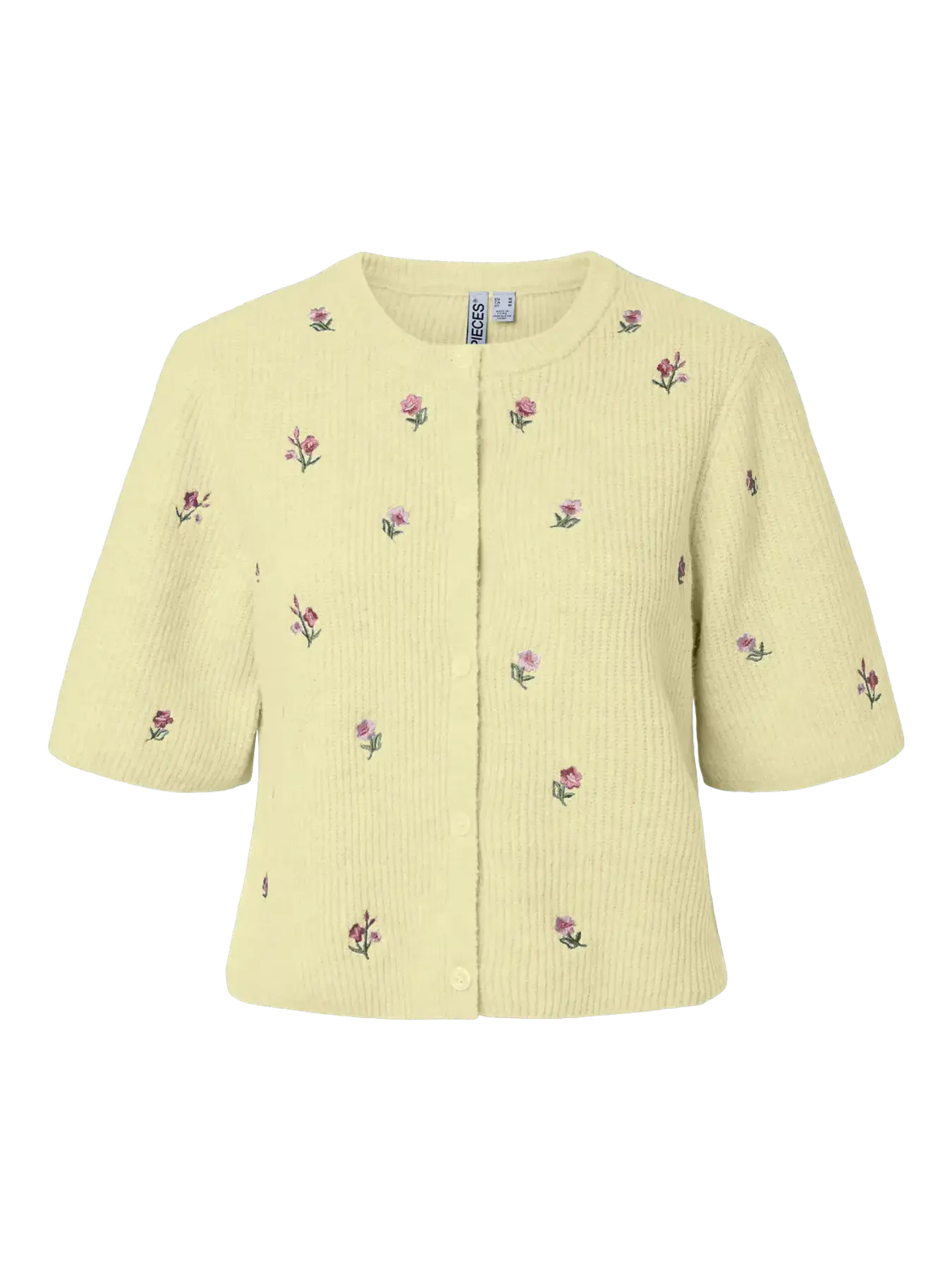 PCSILLY SS O-NECK EMB KNIT CARDIGAN