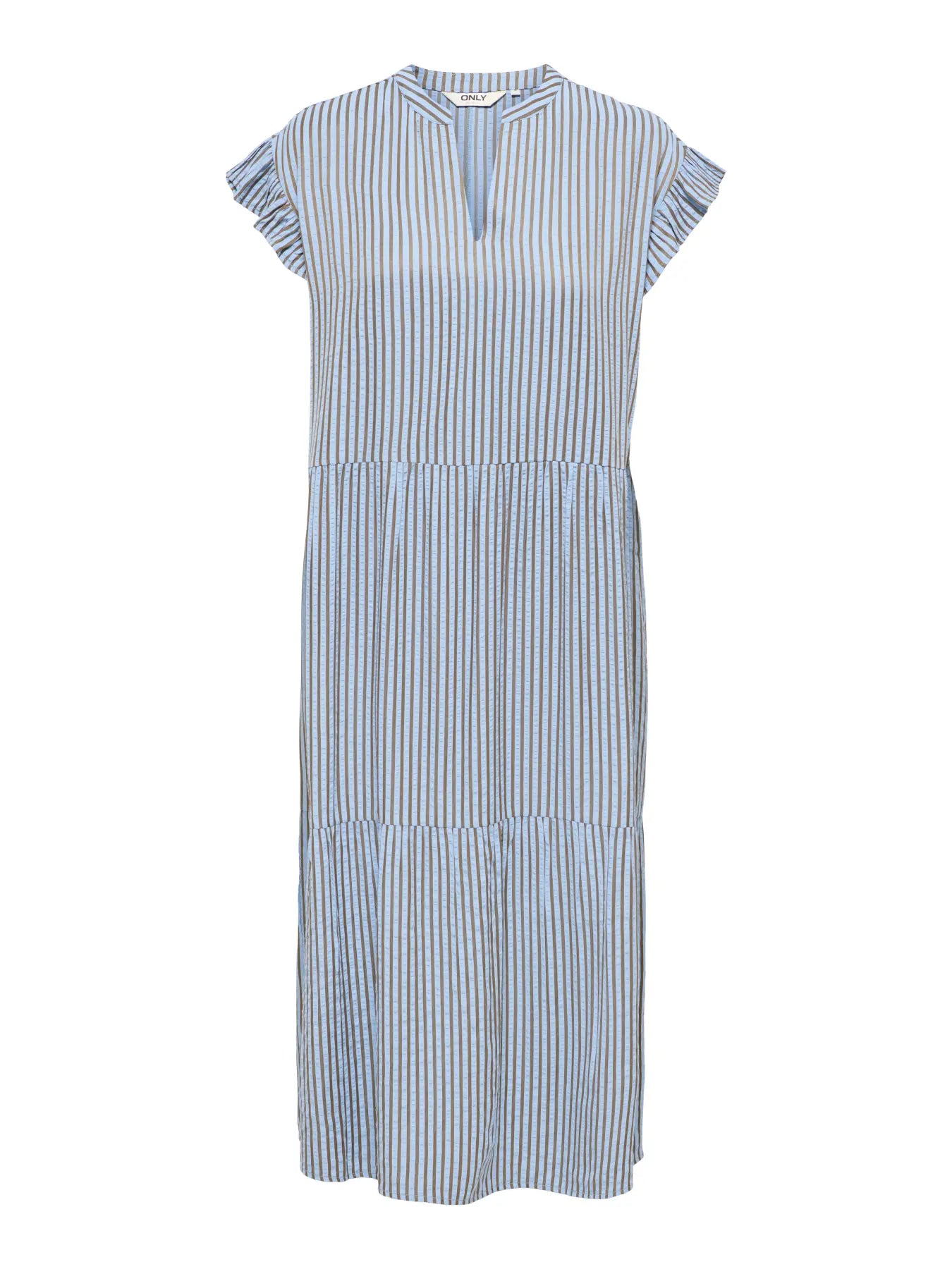 ONLBARI SL FRIL VNECK MIDI DRESS