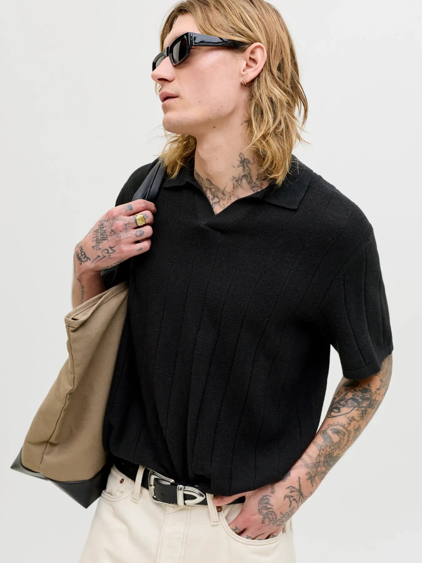JJEBRADLEY KNIT SPLIT NECK SS