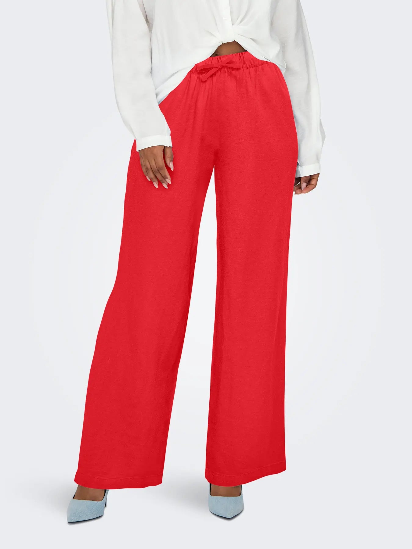 ONLCARO MW LINEN BL PULL-UP PANT