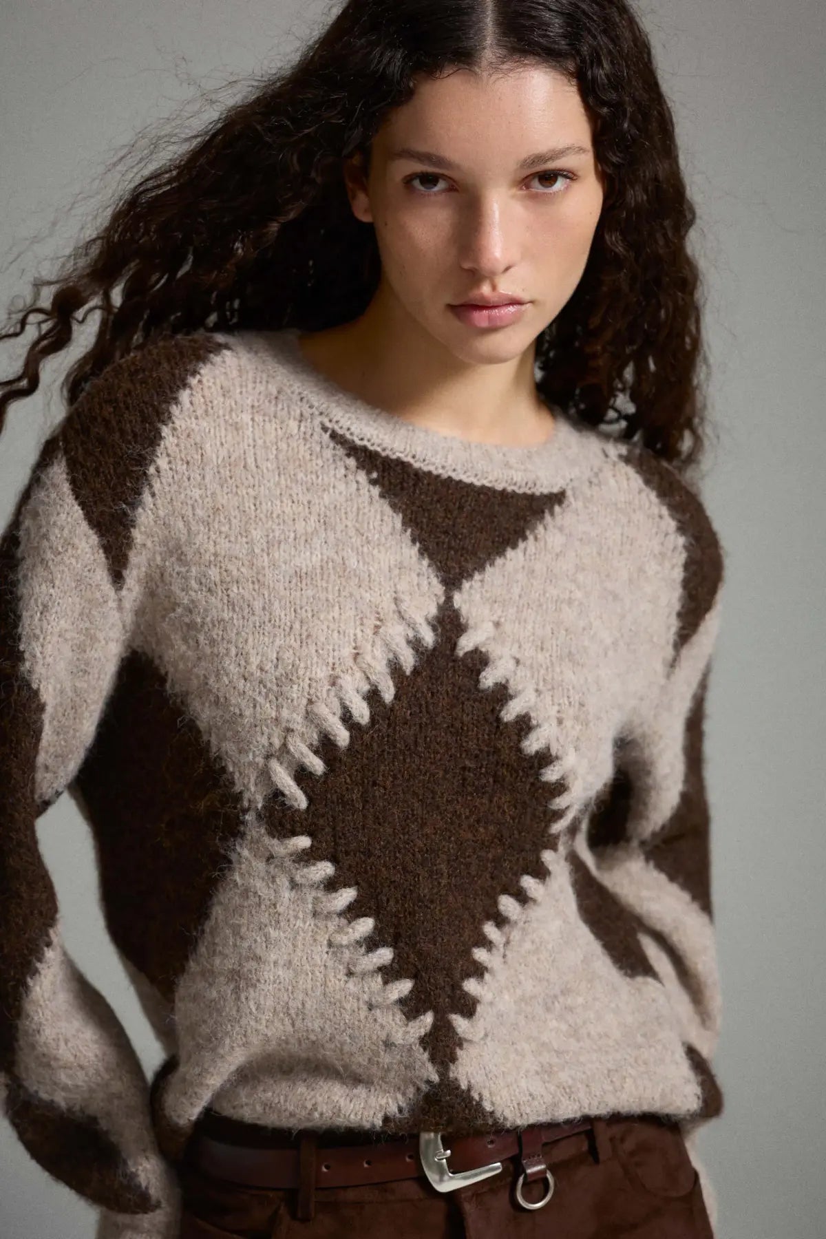 VITORA O-NECK L/S JACQUARD KNIT TOP