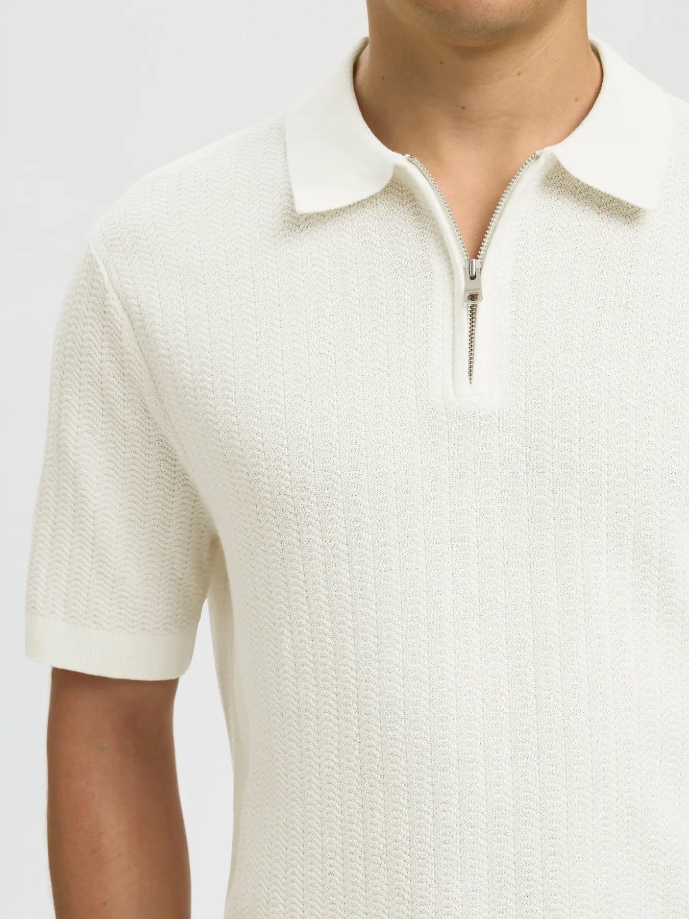 SLMCRAN SS KNIT STRUCTURE ZIP POLO