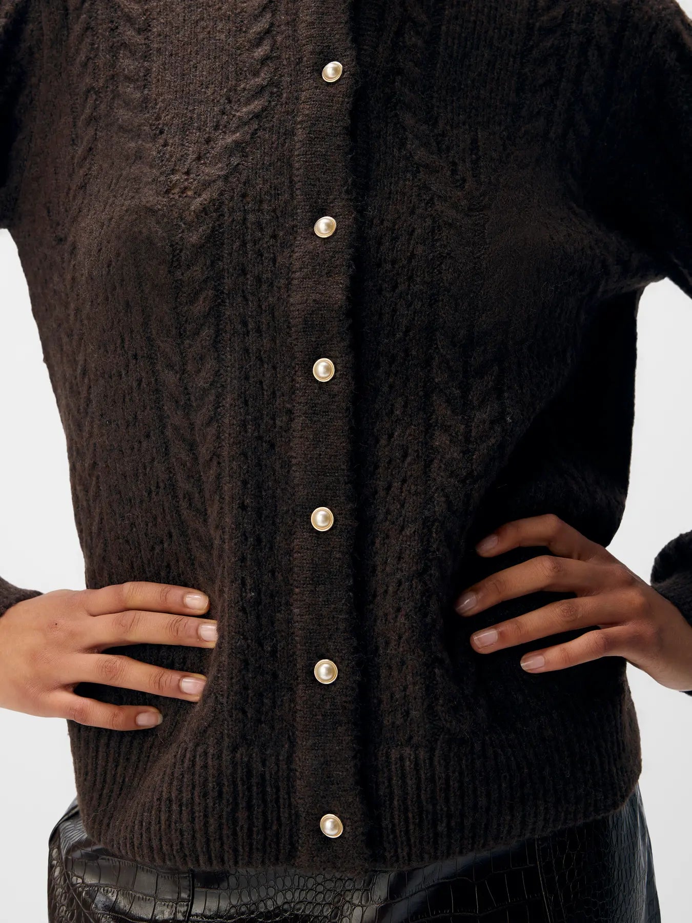 OBJFLORA RE LS KNIT BUTTON CARDIGAN