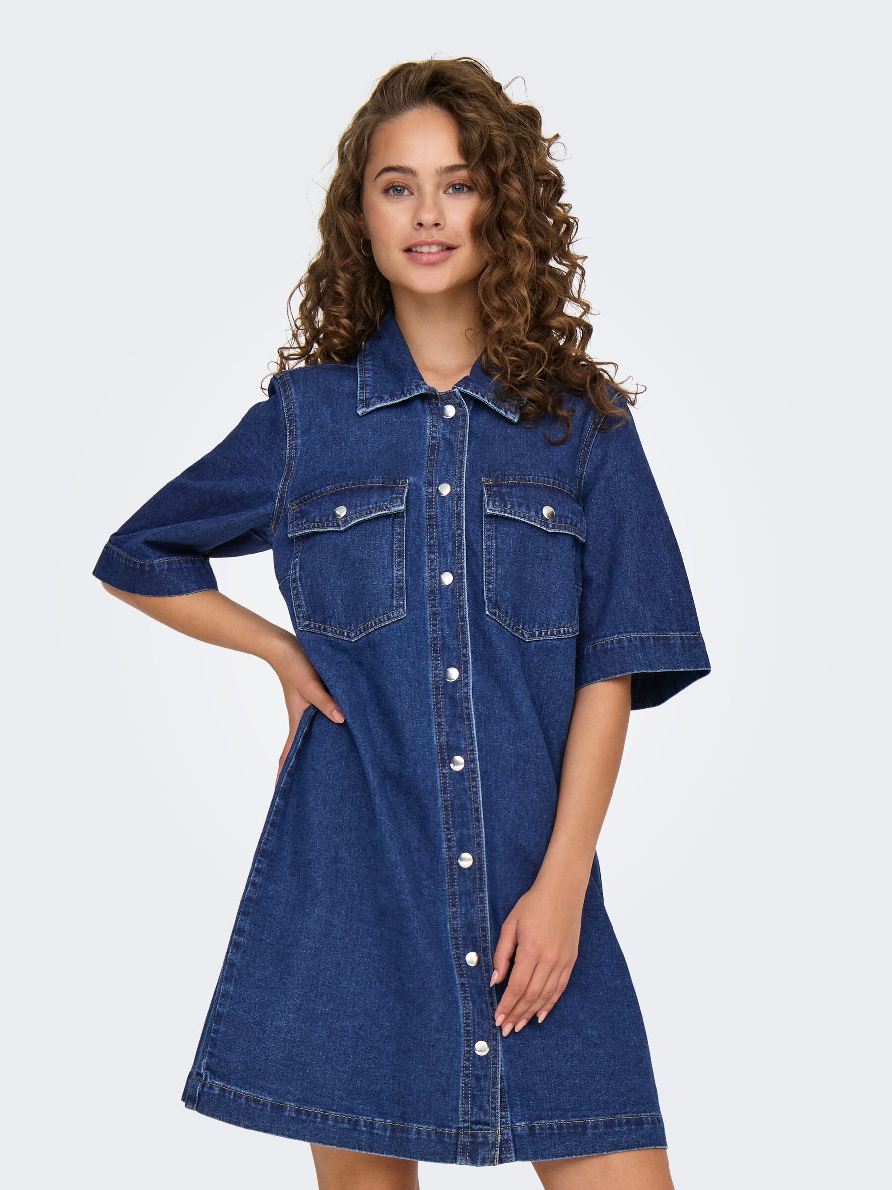 ONLBELLE S/S BUTTON DRESS DNM