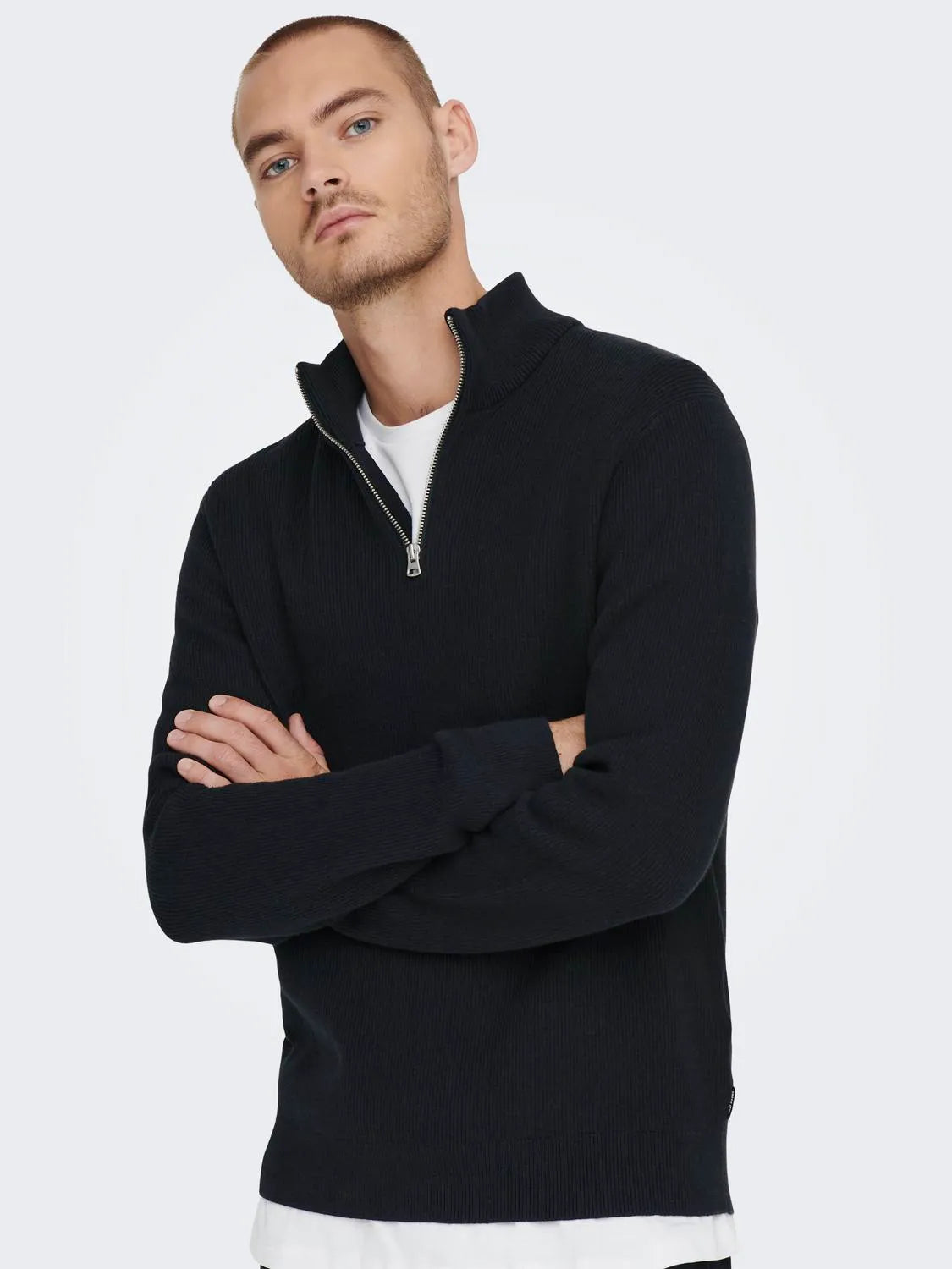 ONSPHIL REG 12 STRUC HALF ZIP KNIT