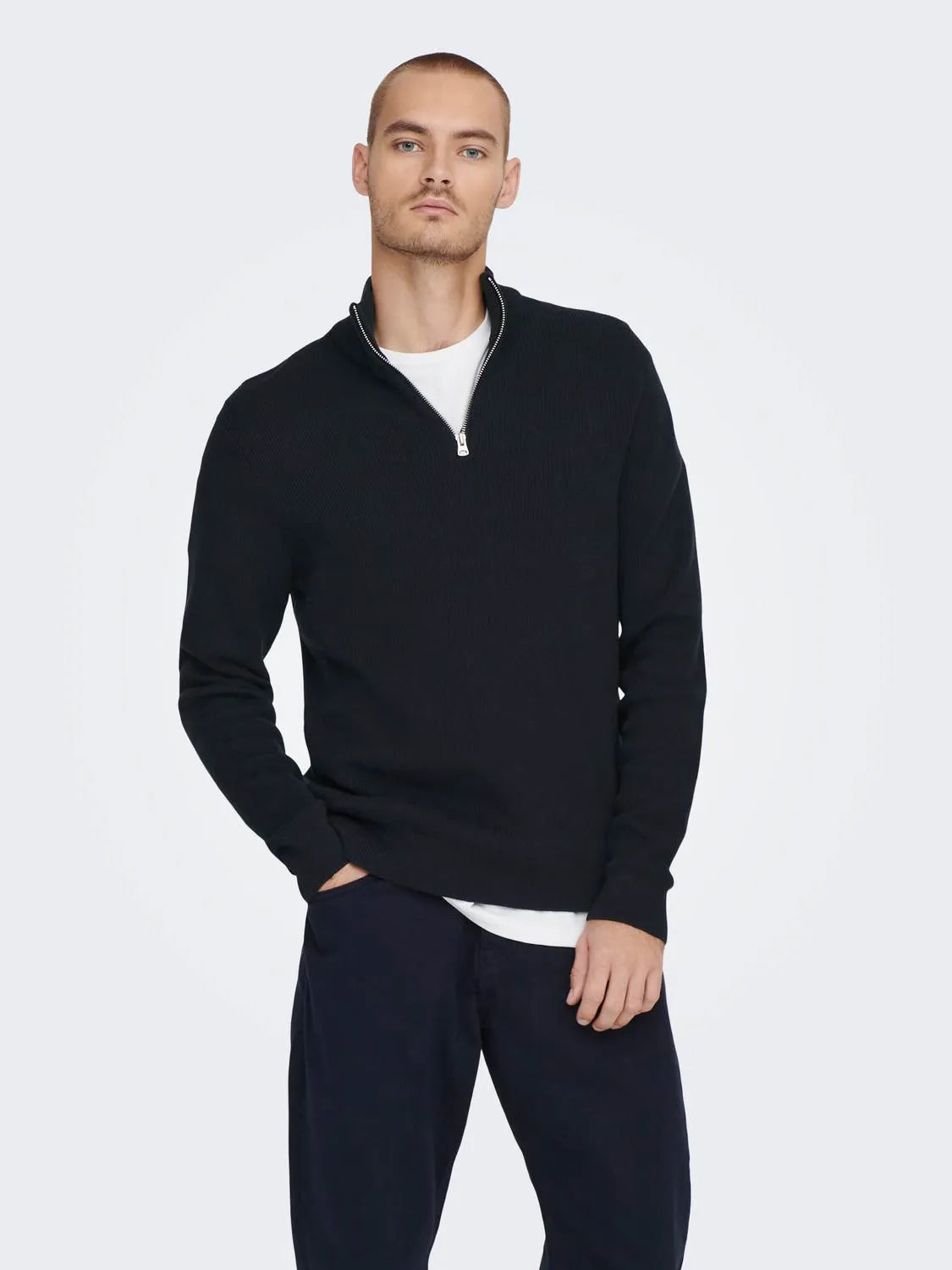 ONSPHIL REG 12 STRUC HALF ZIP KNIT