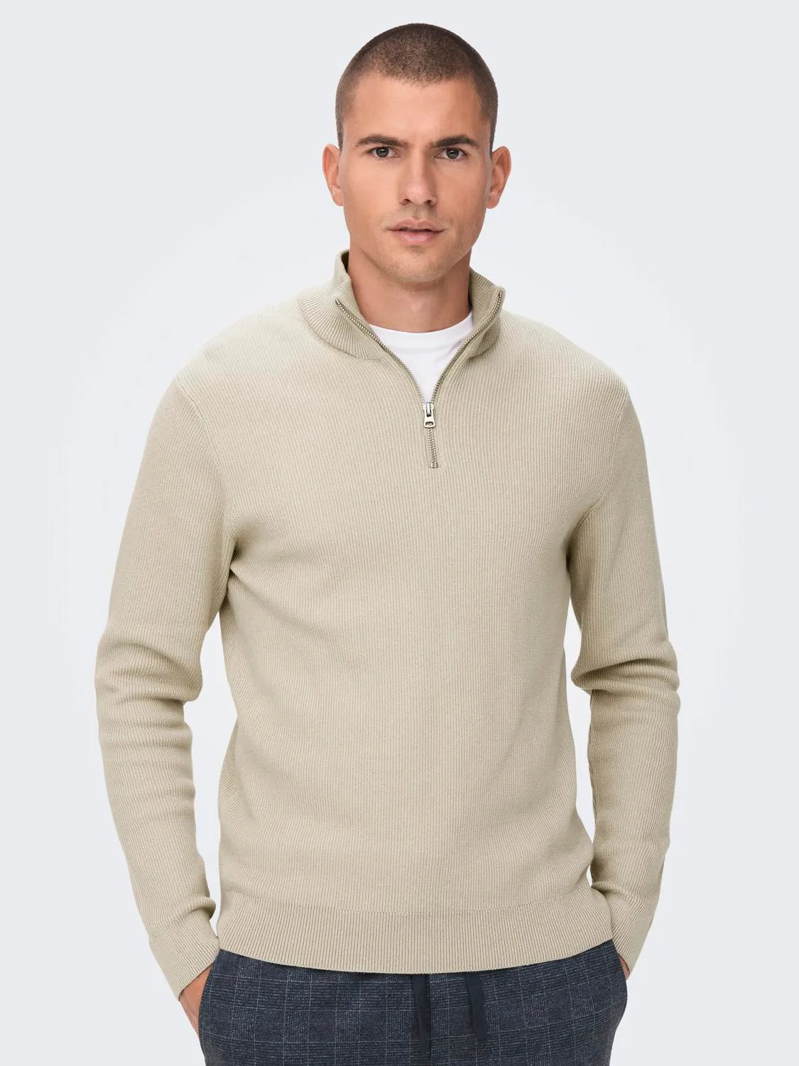 ONSPHIL REG 12 STRUC HALF ZIP KNIT