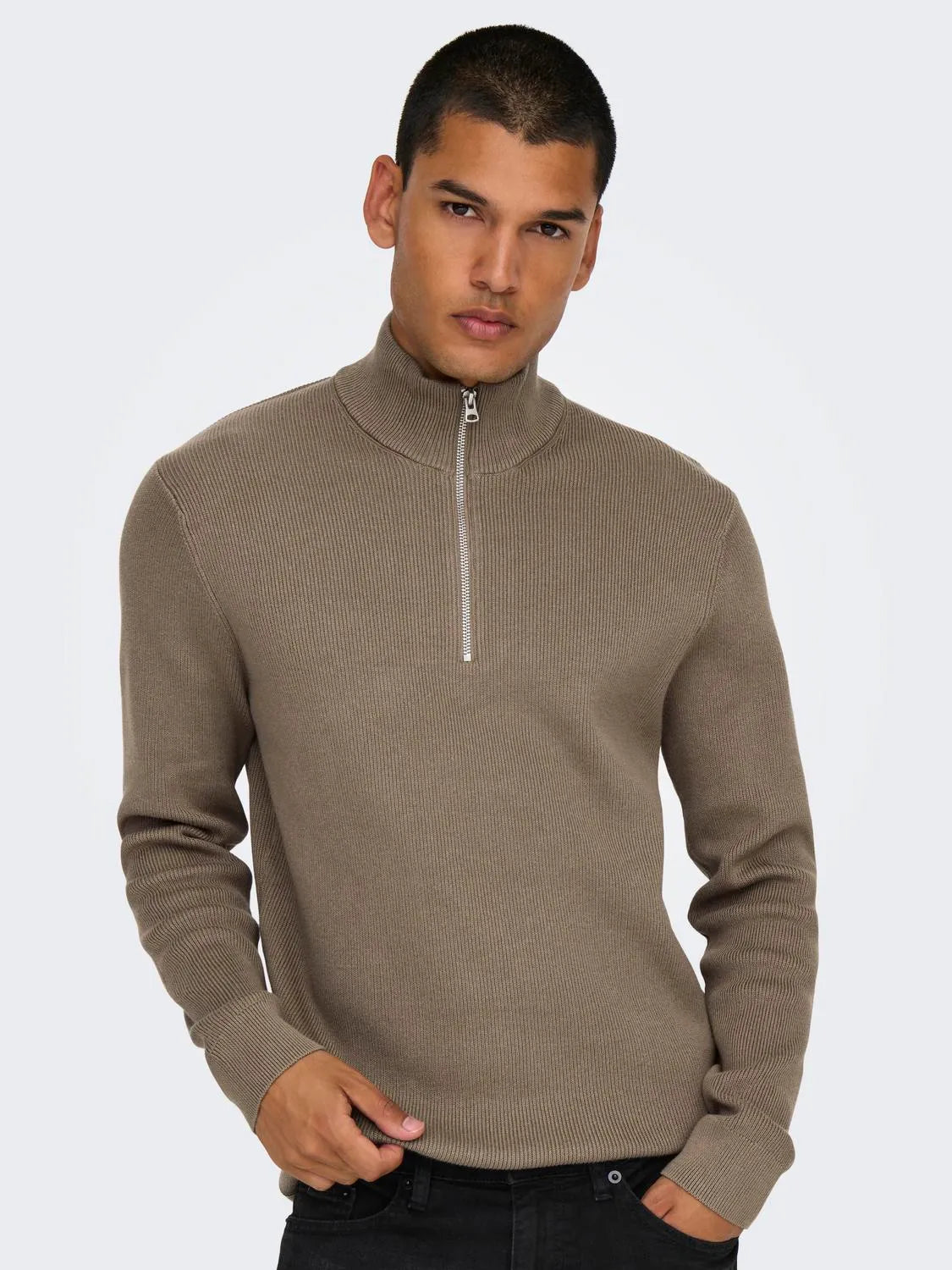 ONSPHIL REG 12 STRUC HALF ZIP KNIT